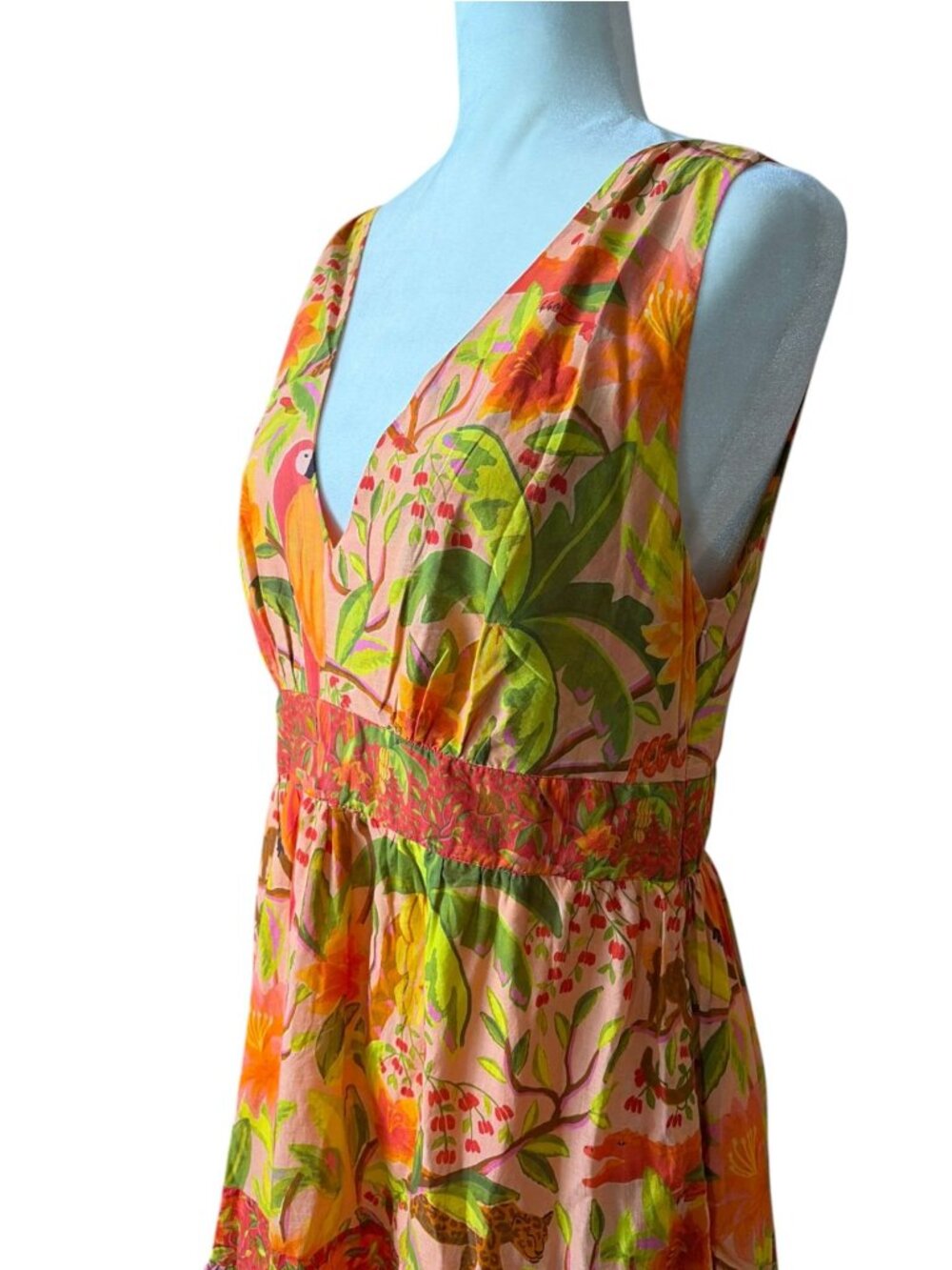 Anthropologie Farm Rio Tropical Tiered Maxi Dress SZ M Beachwear Vacation - Picture 5 of 13